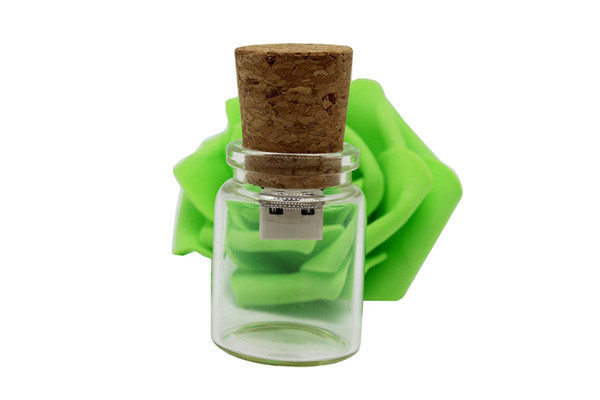 forma cristalina promocional creativa de la botella del mensaje de la unidad USB de madera 16GB