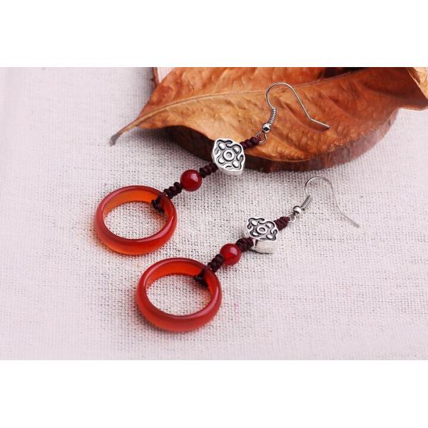 Red agate ring pendant hook earring, natural gem eardrop
