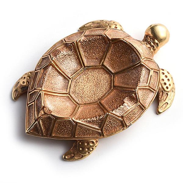 Creative Die casting 100*140mm Metal Turtle Ashtray Gold Zinc Alloy Ashtray