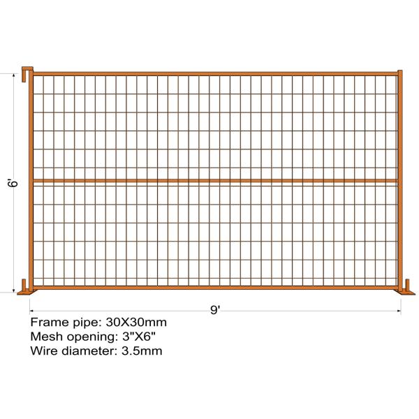 6FT X 9.5FT Powder COATED canada standard temporary fence panels mesh spacing 2