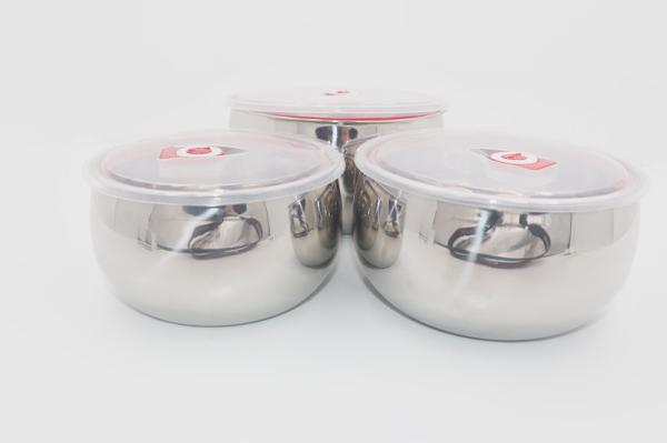 14-18cm 3pcs Customizable new round food bento set 201# stainless steel leak proof mixing bowl