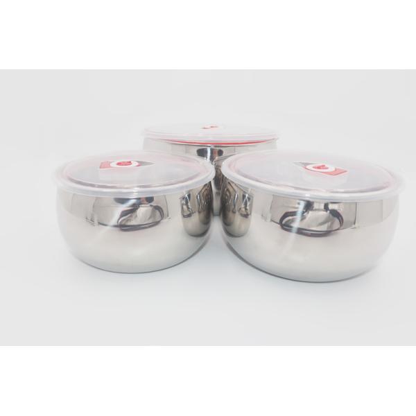 16cm 18cm 20cm 3pcs Food container round shape airtight box with lid 201#stainless steel mixing bowl