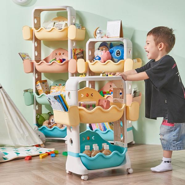 Colorful Kids Plastic Organizer Shelf H119.5cm Plastic Stackable Storage Shelves