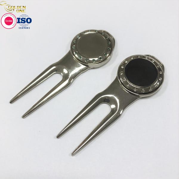 OEM Custom Special Shape High Quality Blank Silver Metal Stainless Steel Golf Lawn Pitch Divot Tools Repair Tool