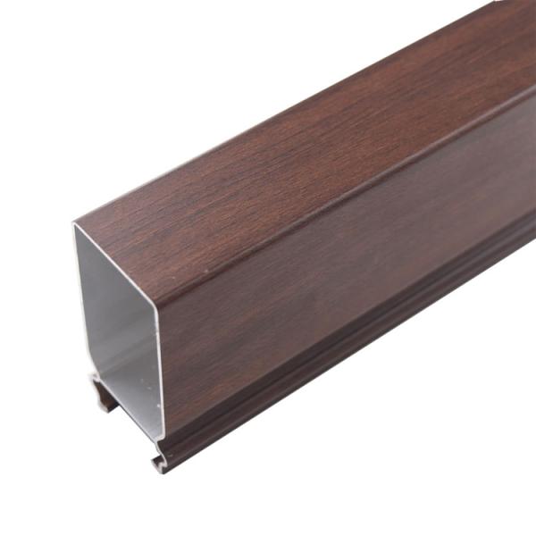 Wooden Grain Aluminum Extrusion Profile , Auminum CNC Processing Section For Glass Curtain Wall