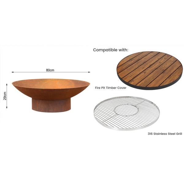 шар горелки ямы огня Corten костра ржавчины подогревателя 80cm на открытом воздухе располагаясь лагерем стальной