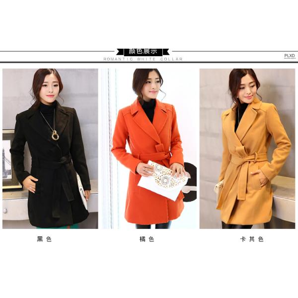 2016 fashion women turn-down collar polyester coat elegant coats