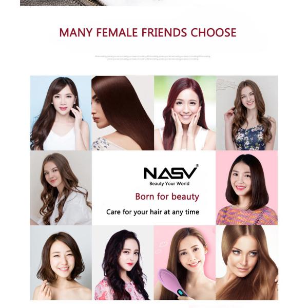 NASV Wireless 2 In1 Flat Iron Hair Straightener Brush Comb USB Plug LCD Display