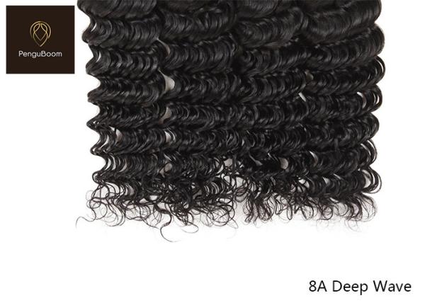 No Knots  71.12cm 28 Inch Deep Wave Bundles 3 Bundles With Closure