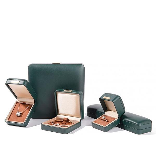 Dark Green Vintage PU Square Buckle Packaging Box For Jewelry