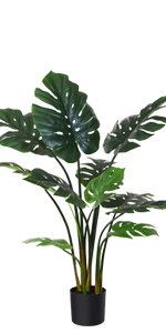 Artificial Bird of Paradise Plants 6 Ft Fake Tropical Palm Tree with Trunks in Pot and Woven Seagrass Belly Basket