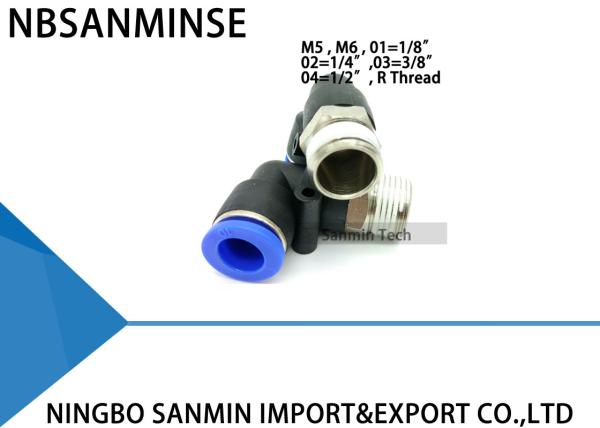 PL Plastic Pneumatic Parts Push In Air Male Elbow Fitting Quick Connect Components Sanmin