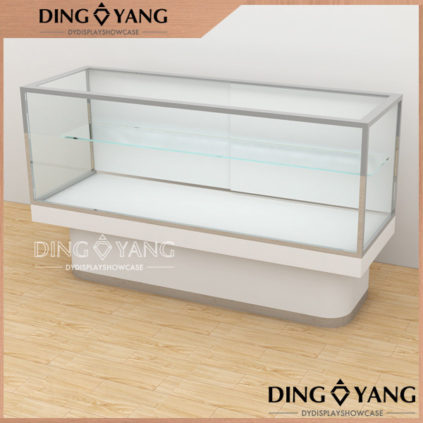 2 Tier Glass Wood  Sliding Door Jewellery Counter Display
