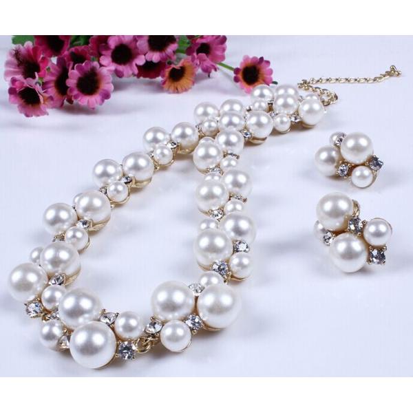 Wild imitation pearl flash diamond bridal necklace