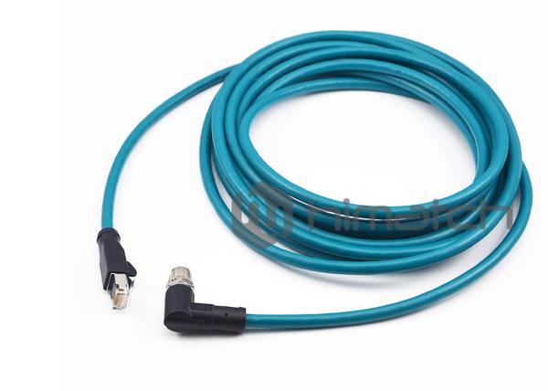 Industrial Grade Ethernet Cable Cat 5e , Rj45 To M12 Ethernet Cable 8P Male