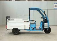Electric tricycle with a rain shelter, front hood, and courier vehicle