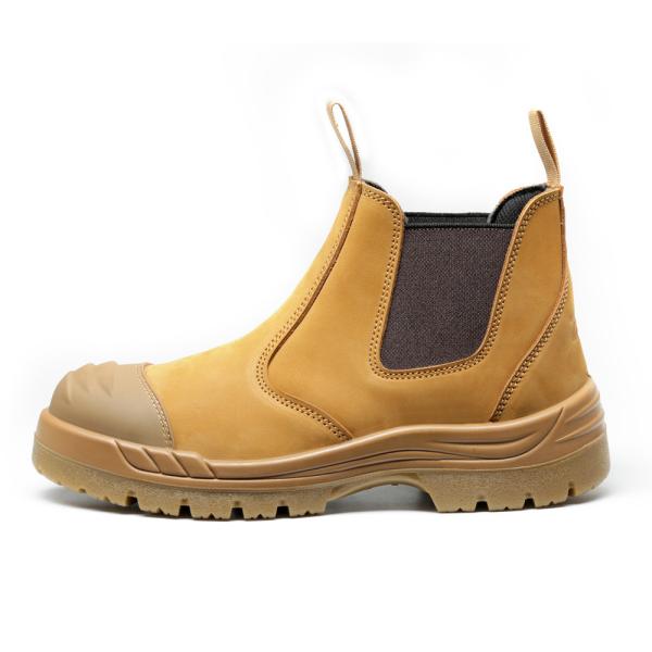 Steel Tip Chelsea Safety Shoes Brown Cow Split Leather Shoes For Men