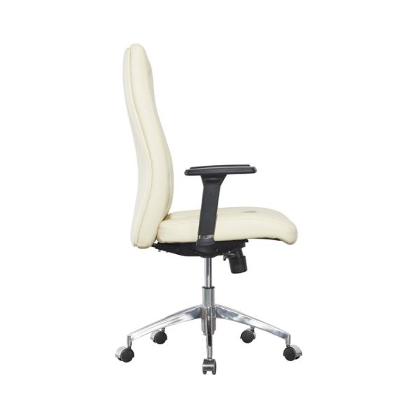 28KG Leather Office Swivel Chairs PU Armrest Convertible White Leather Executive Office Chair