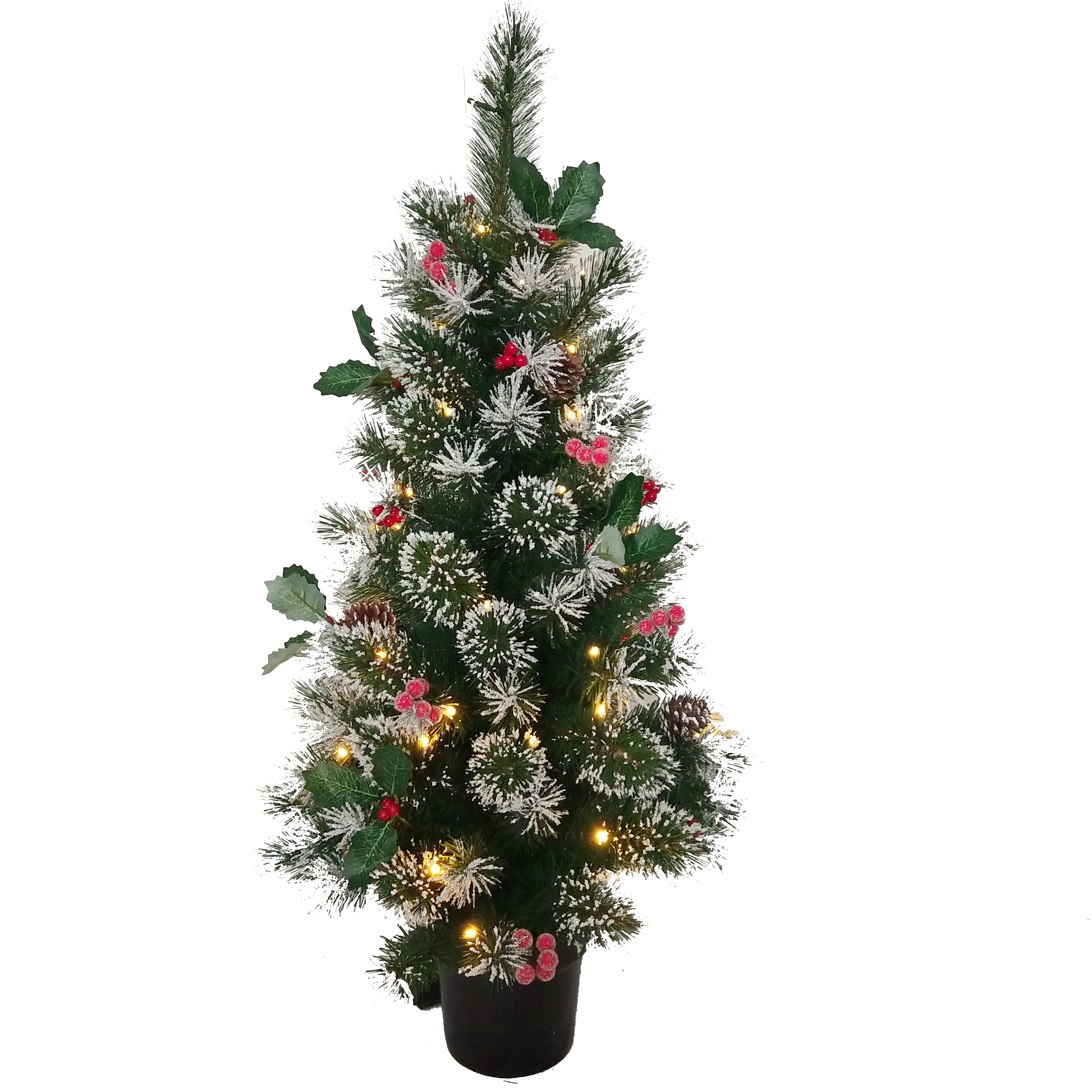 2026 Cheap 90cm Modern Steel & PVC Outdoor Snowing Christmas Tree with LED Lights Customizable Size