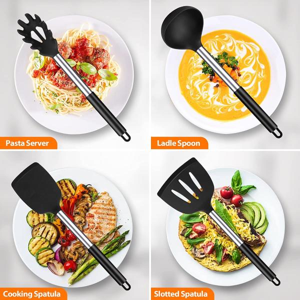 Stocked Silicone Non-stick Spoon for Frying Fish Leak Spatula Household Cookware Set
