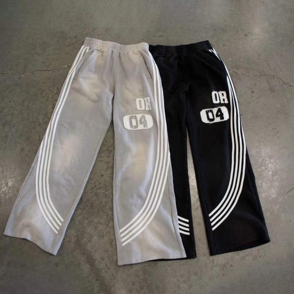 Men's Windbreaker High Waist Sweatpants with Side Stripes and Custom Logo Design