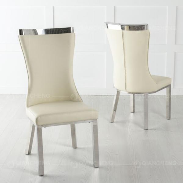 Luxury Chrome SS Dining Chairs softness Upholstered Dining Room Chair