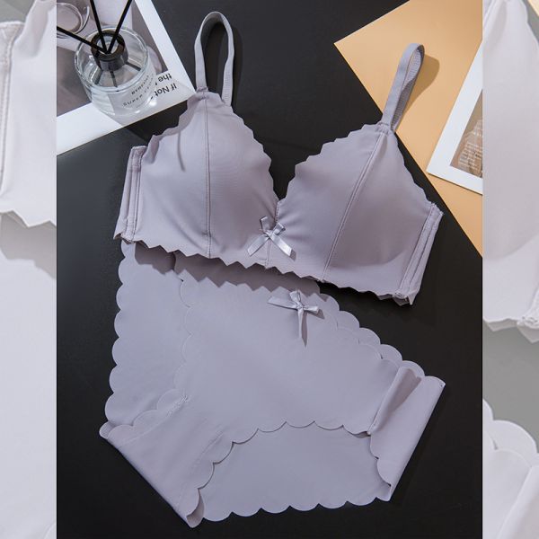 Women Wire Free Bra With Panty Set High Quality Seamless Lingerie Panties With Bra Set Women