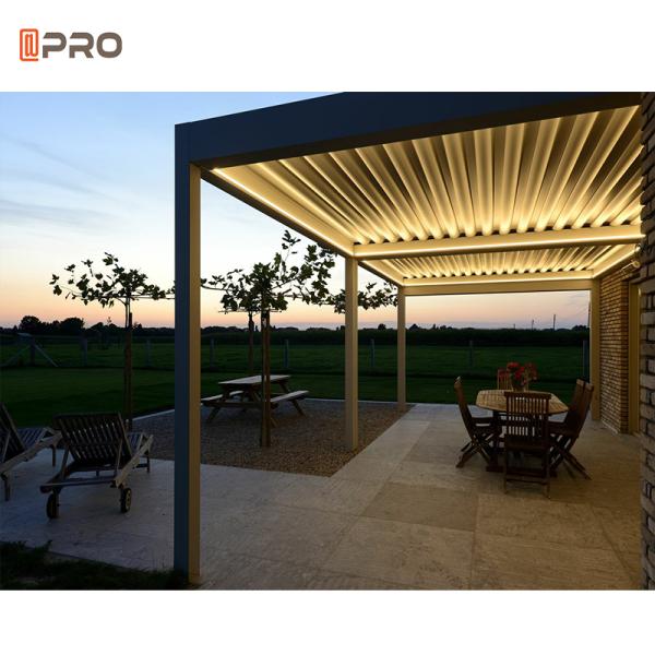 Modern Glass Aluminum Pergola With Adjustable Louvers Powder Coated