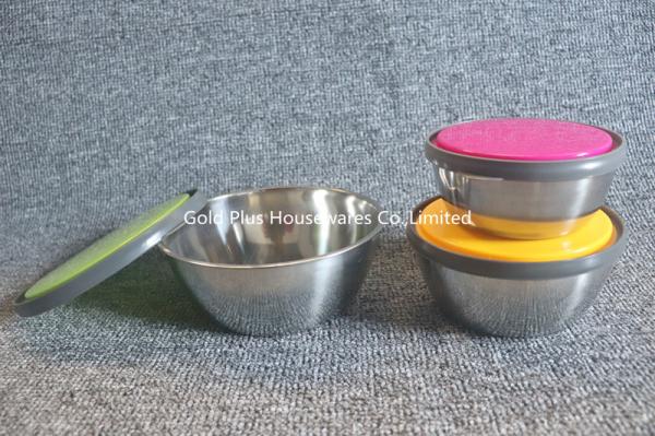 Heat Insulated Beat Eggs Stainless Steel Bowl With Cover 12cm 14cm 16cm