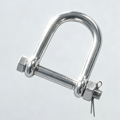 316/304 SS Custom Wide Body D Shackle Bolt Type With Nut & Cotter Pin Polished Marine Grade
