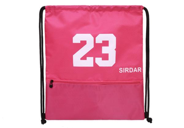 Pink / Black Color Waterproof Drawstring Wash Bag Letter Patterned Printing