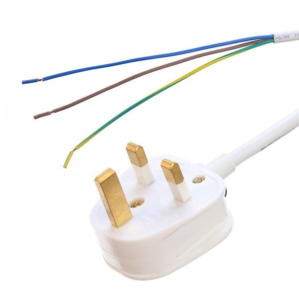 PVC Jacket Material Open Ended Rewireable 3 Prong AC Power Cable for Laptops Extension Lead UK Customizable 1.5M Length