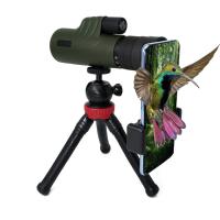 Telescópio poderoso telescópico do monocular 8-20x42 do zumbido com grampo do telefone celular