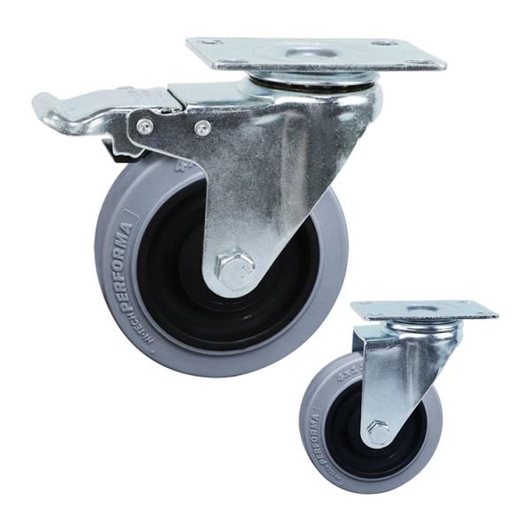 rodízios da mobília do rolamento de esferas de 125mm TPR, rodas médias do rodízio do dever da capacidade 220lbs