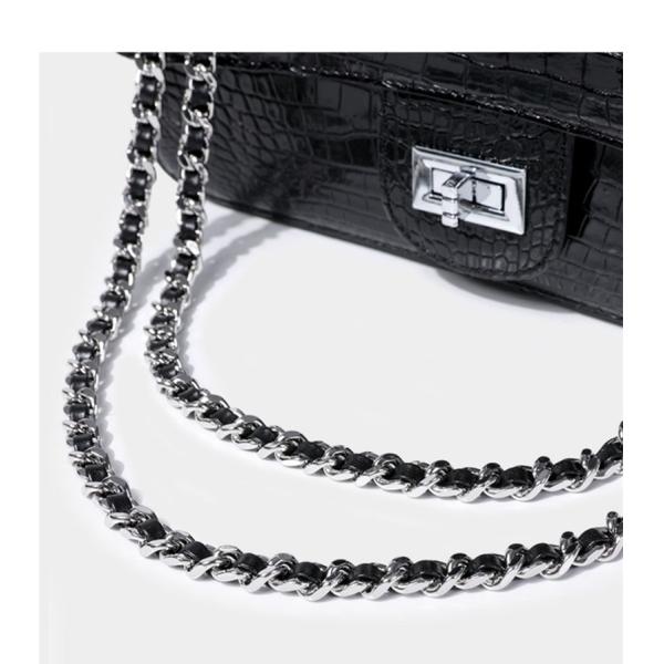 Authentic Crocodile Belly Skin Women Purse Genuine Alligator Leather Lady Flap Bag Silver Chain  Female Shoulder Bag