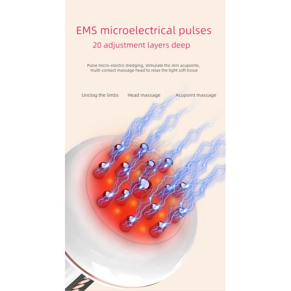 20 Gear EMS Microcurrent Electric Meridian Brush Infrared Heating Vibration Therapy Massage Device