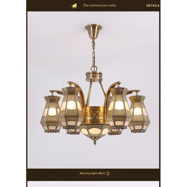 Chandelier décoratif de salle de séjour Vintage Matériau d' ombre en verre pour l' église