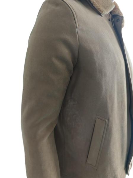 Khaki Military Style Faux Fur Collar Thickened Jacket Customizable Fabric Military Jacket for Winter Cold Weather