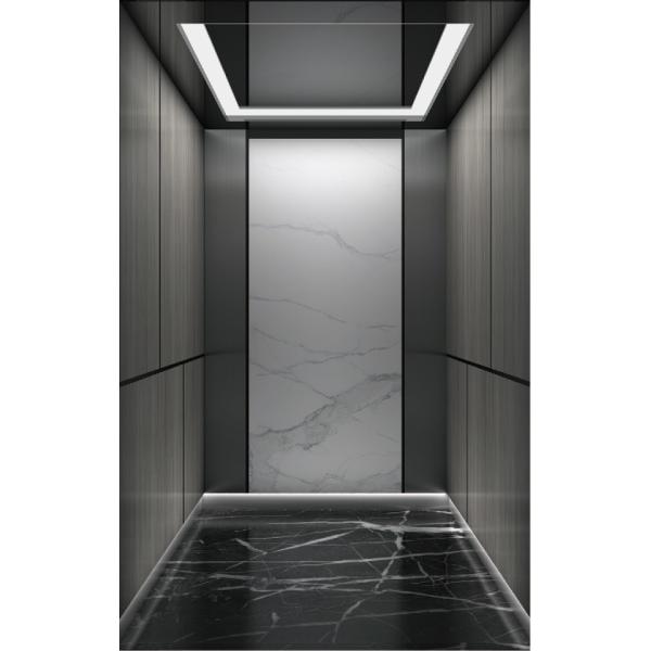 Office Buildings Automatic Passenger Elevator VVVF Drive Golden Mirror Etching