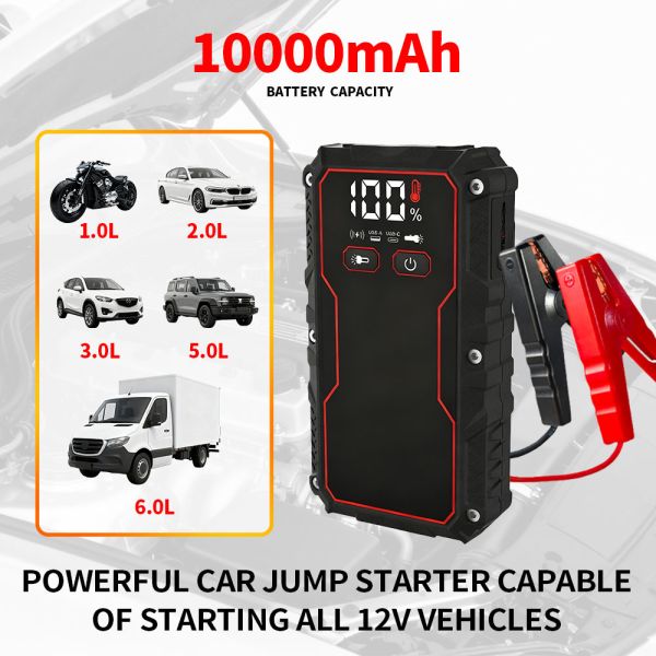 Smart Multi Functional Jump Starter 8000mAh 10000mAh 12V 150PSI Tire Inflator Emergency Vehicle Jump Starter