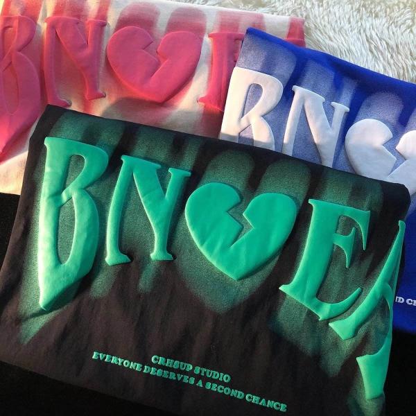 220 gsm 100% Cotton Soft Unisex T-shirts Streetwear Round Neck 3D Puff Print T