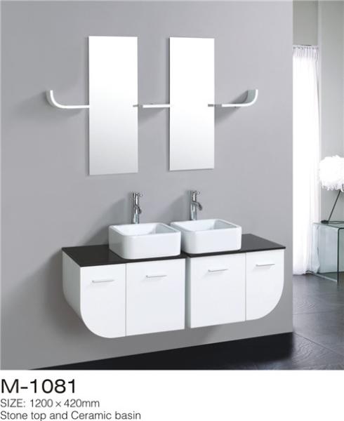 MDF Material Double Sink Vanity Unit , Wall Mounted Bathroom Cabinet Size 1200*420mm