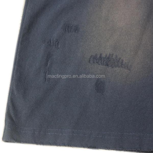 Vintage Wash Tee Shirts Needle Detection Oversized Mens Distressed T Shirt