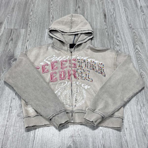Men’s Color Block Layered Zip-Up Hoodie | Grey Green Yellow Panel Design | Oversized Streetwear