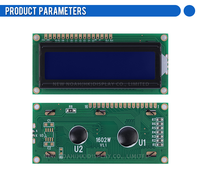Blue Film White Letters 1602W Multiple Word Libraries 02*16 LCD Interface 16PIN Liquid Crystal Display