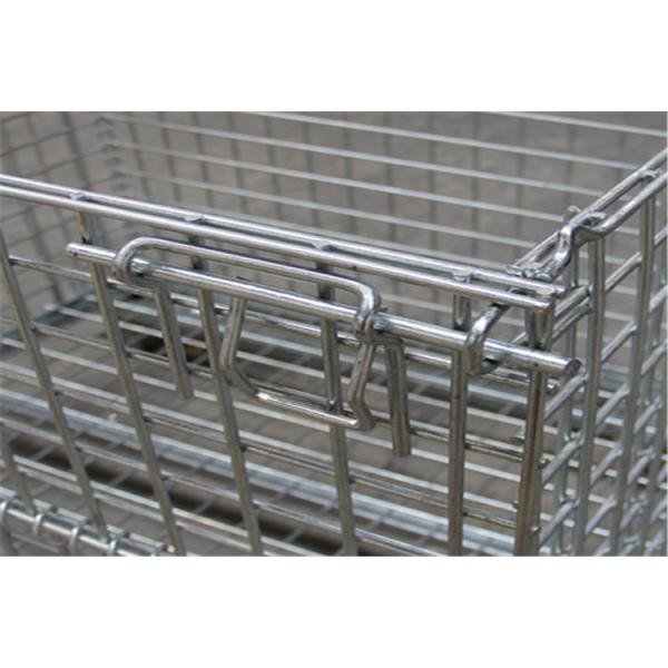 Stacking Wire Mesh Basket , Wire Mesh Pallet Cages Folding Stainless Steel