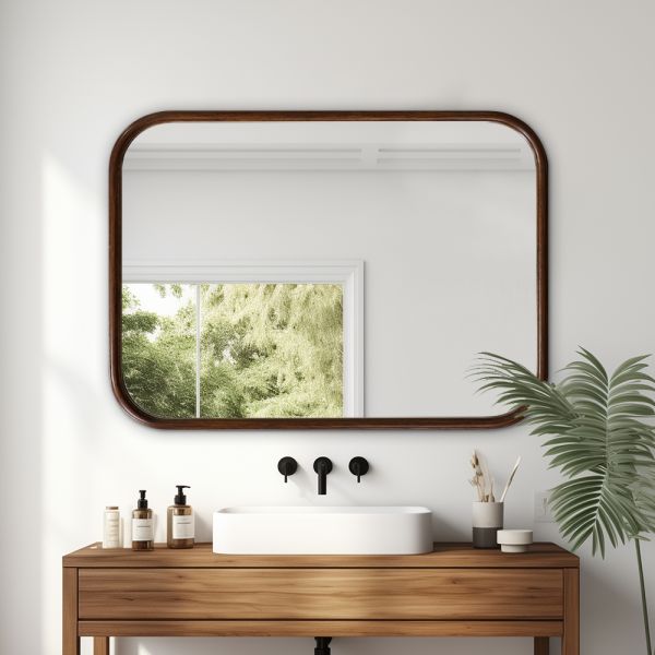 Rectangular Wooden Framed Bathroom Mirror 19*27inch 24*31inch Wall Hanging Installation