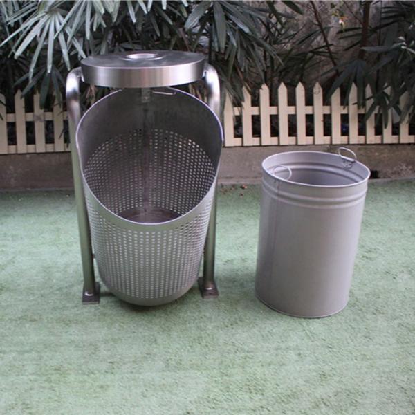 Stainless Steel Commercial Outdoor Trash Cans Rustproof For Garden Park