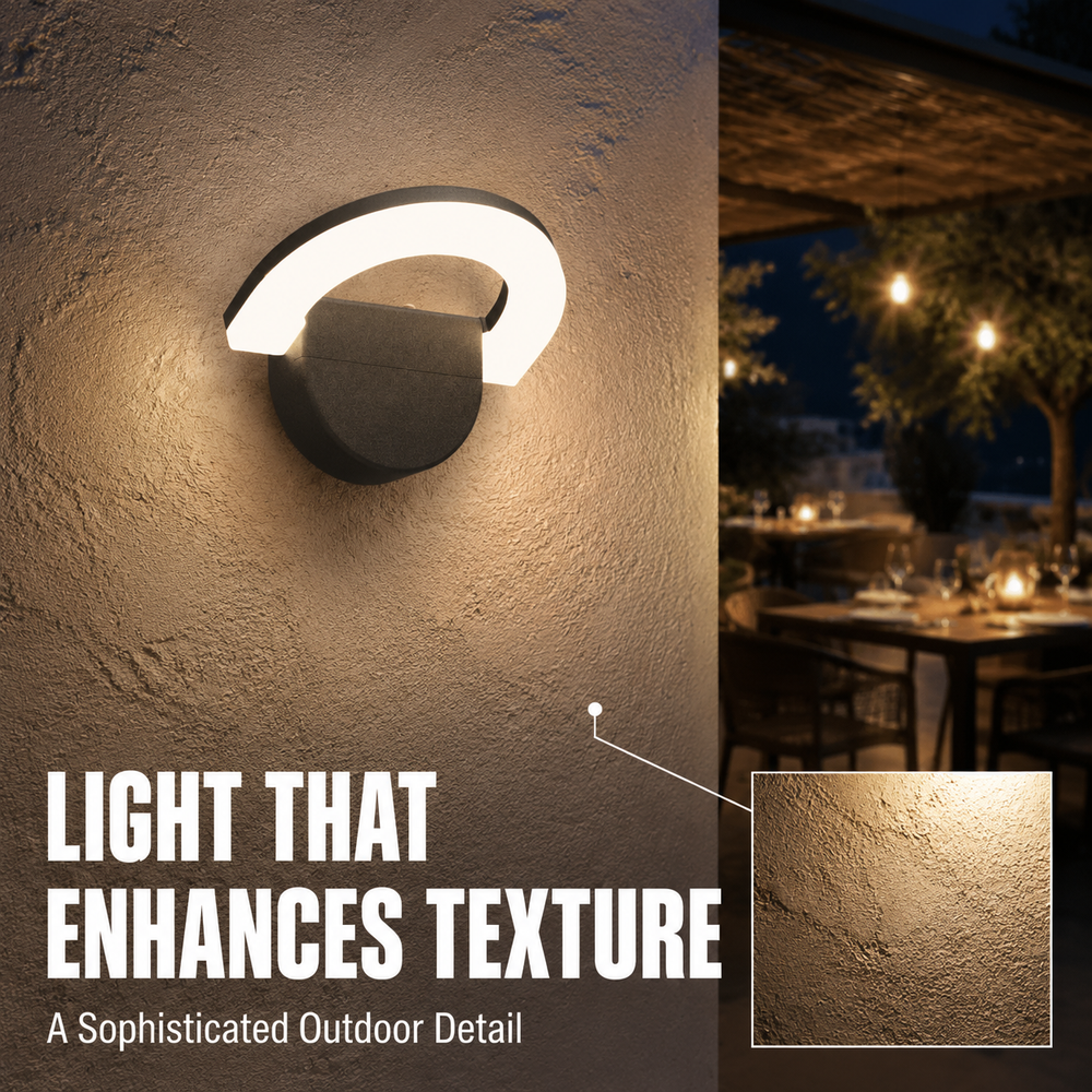 Architectural Curved Modern Exterior Wall Lights Corrosion Resistant Outdoor Wall Sconce