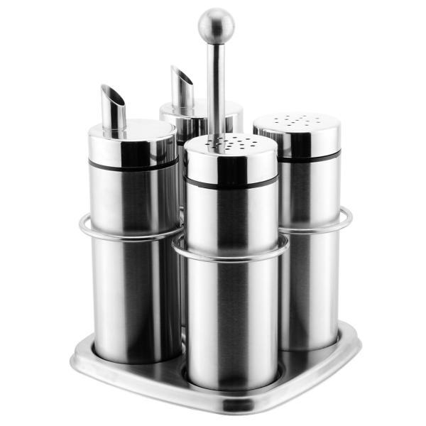 #304 Stainless Steel Salt and Pepper Shaker Porcelain Dinnerware Sets Condiment Pots with Lid 1.5 - 2.5mm Holes